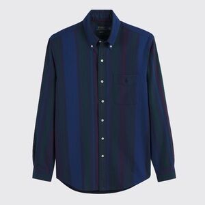 POLO RALPH LAUREN Classic Fit Striped Oxford 100% Cotton Button Down Shirt LARGE